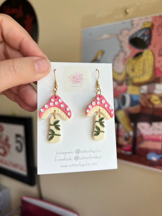 Pink Mushroom Dangles