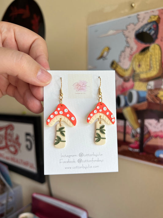 Bright Orange Mushroom Dangles