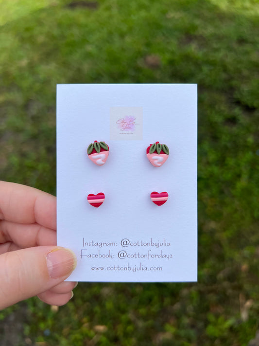 Strawberry Heart Stud Pack