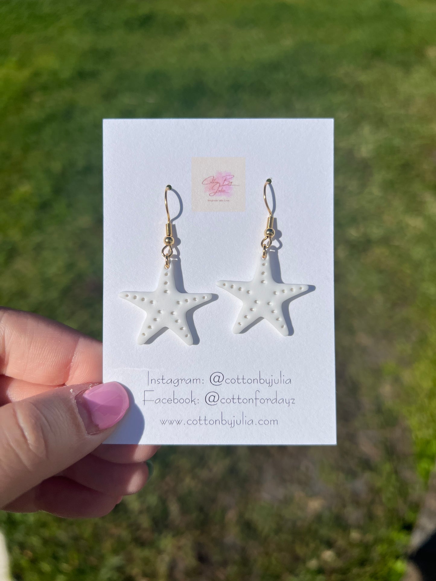 White Starfish Earrings