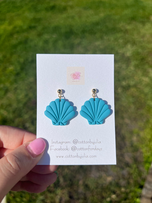 Teal Shell Earrings