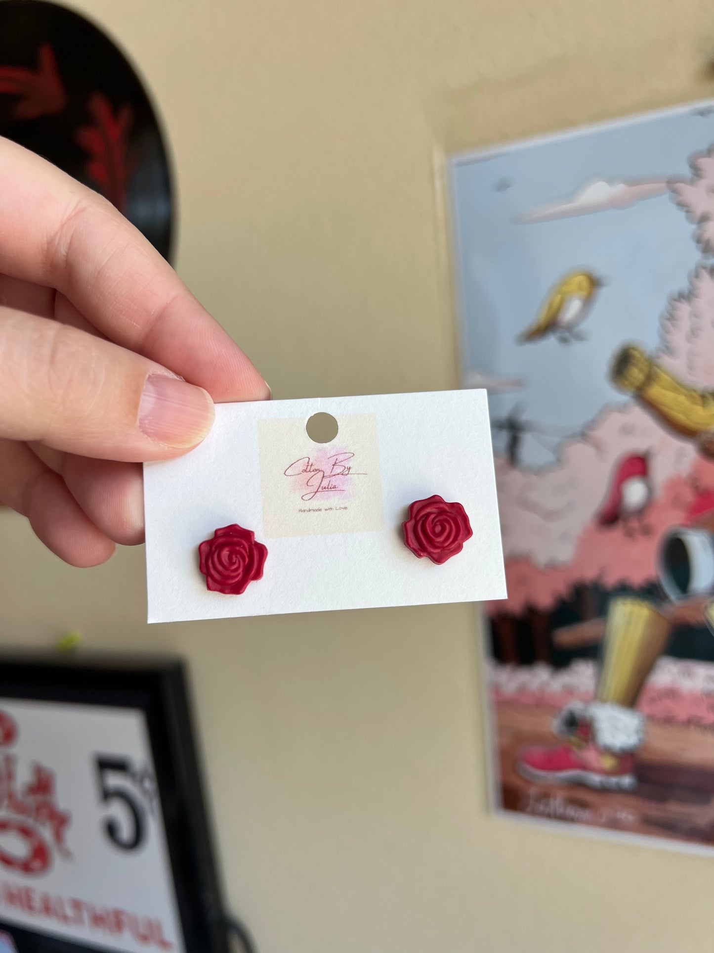 Red Rose Studs