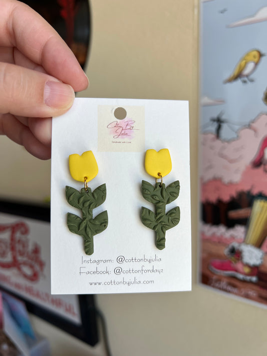 Yellow Tulip Stud Dangles