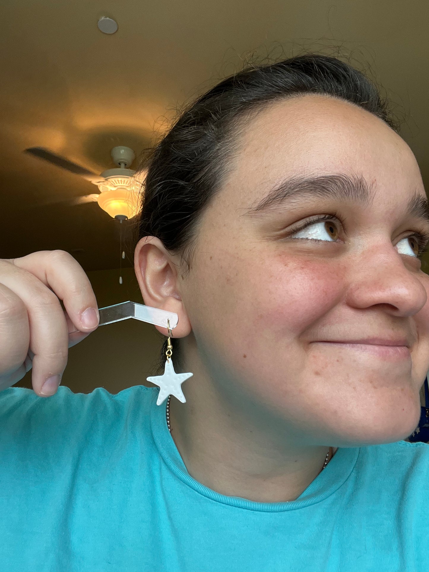 White Starfish Earrings