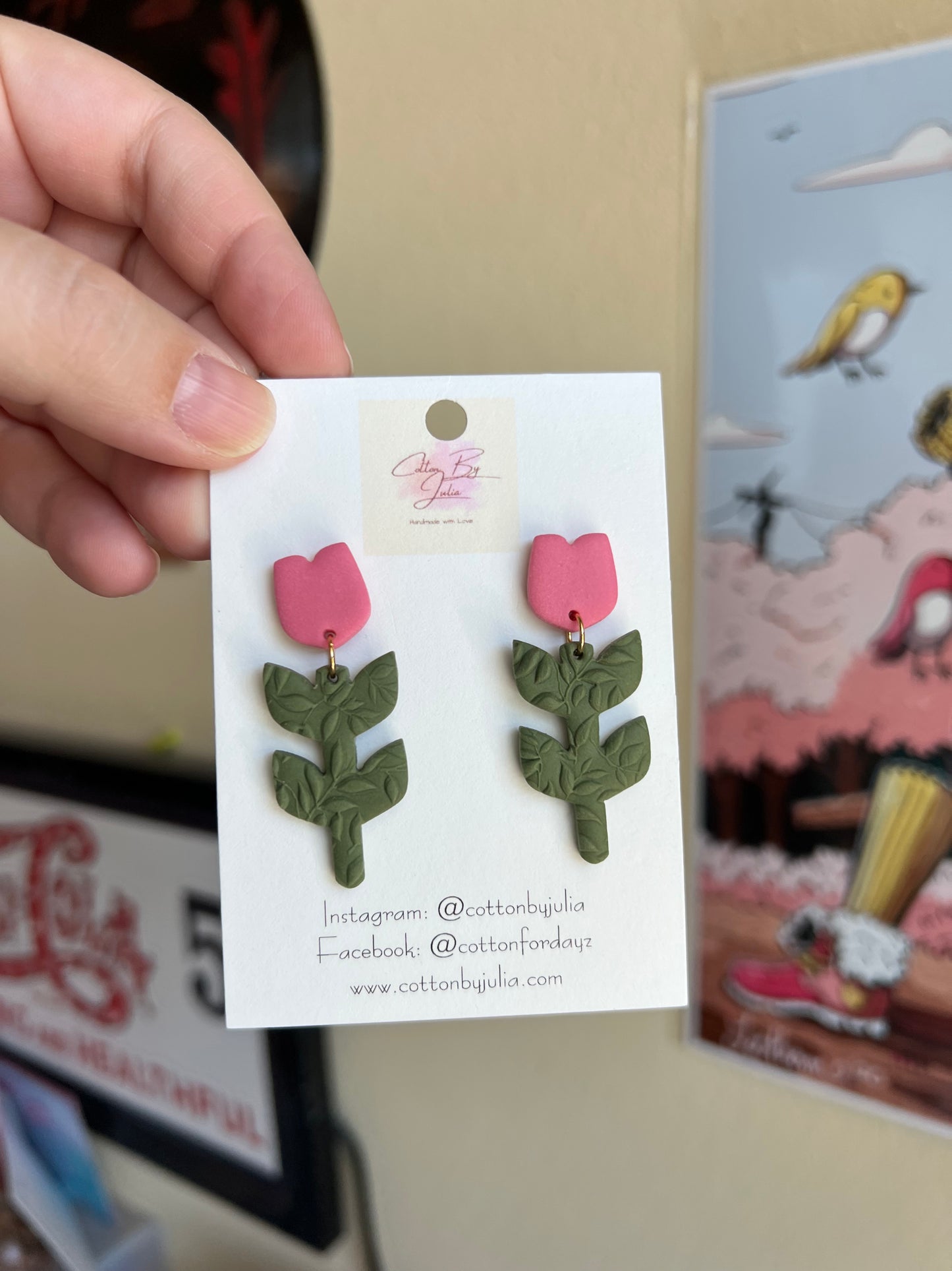 Pink Tulip Stud Dangles