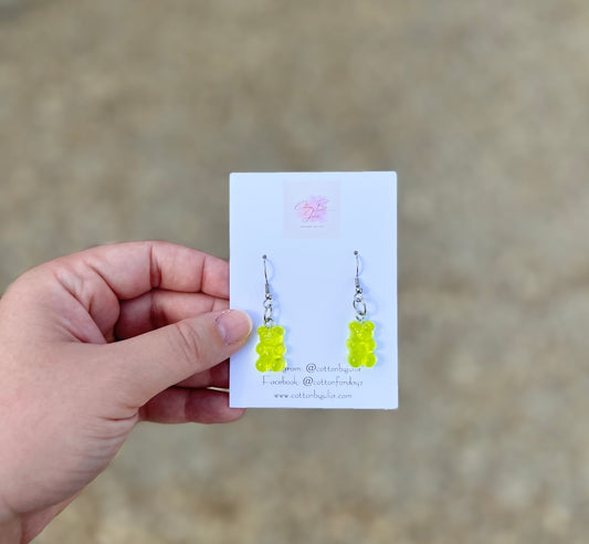 Lime Green Gummy Bear Earrings